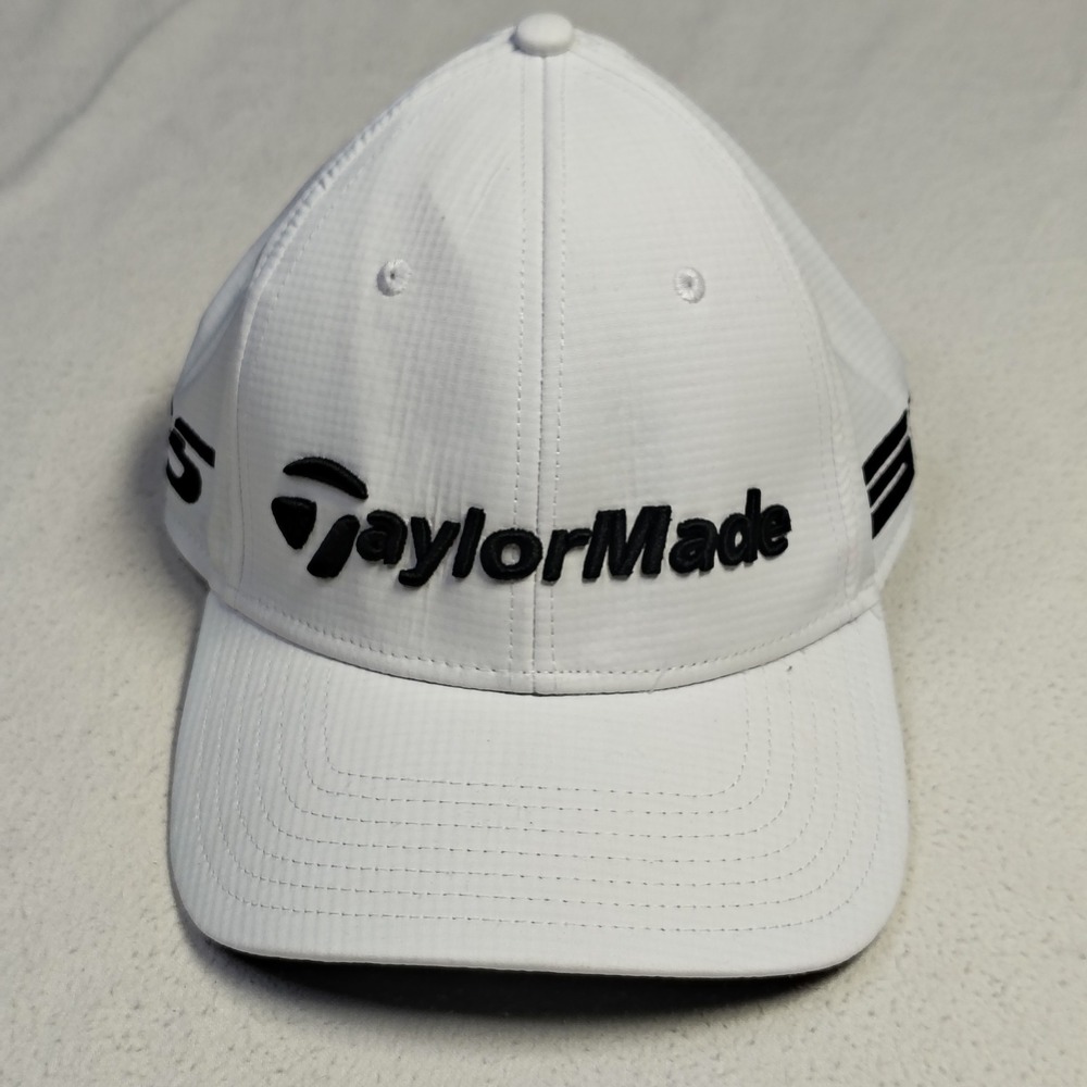 TaylorMade Golf Hat Cap White Polyester SIM2 TP5 Adjustable Performance Mens